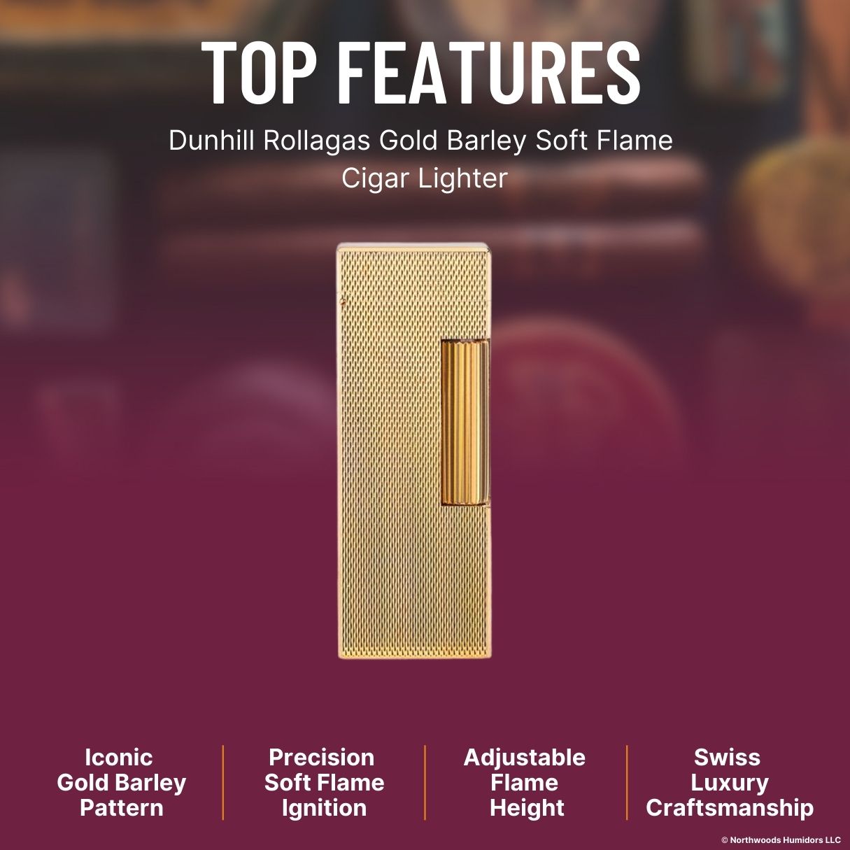 Dunhill Rollagas Gold Barley Soft Flame Cigar Lighter - Top Features