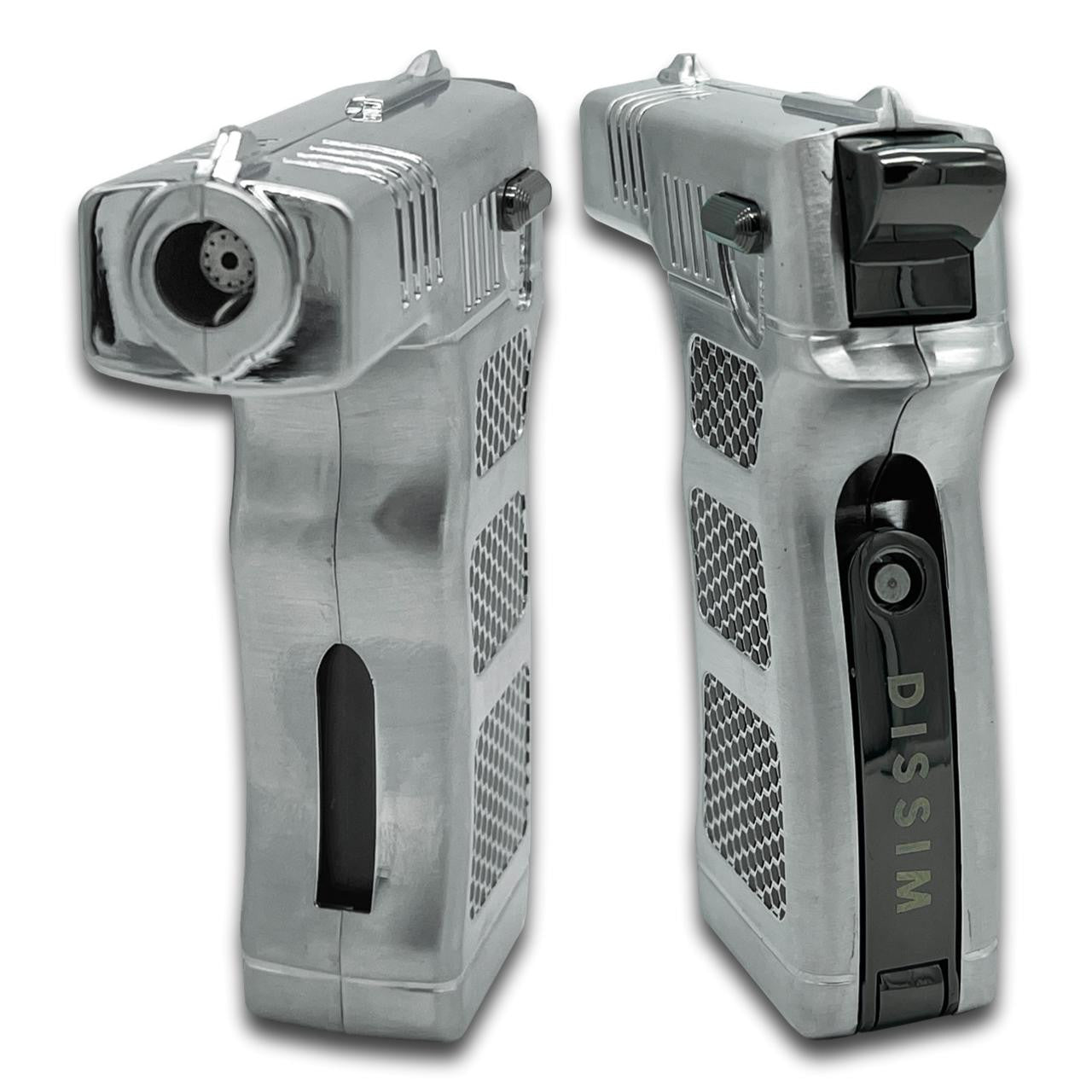 Dissim Hammer Inverted Torch Flame Cigar Lighter - Chrome - Front