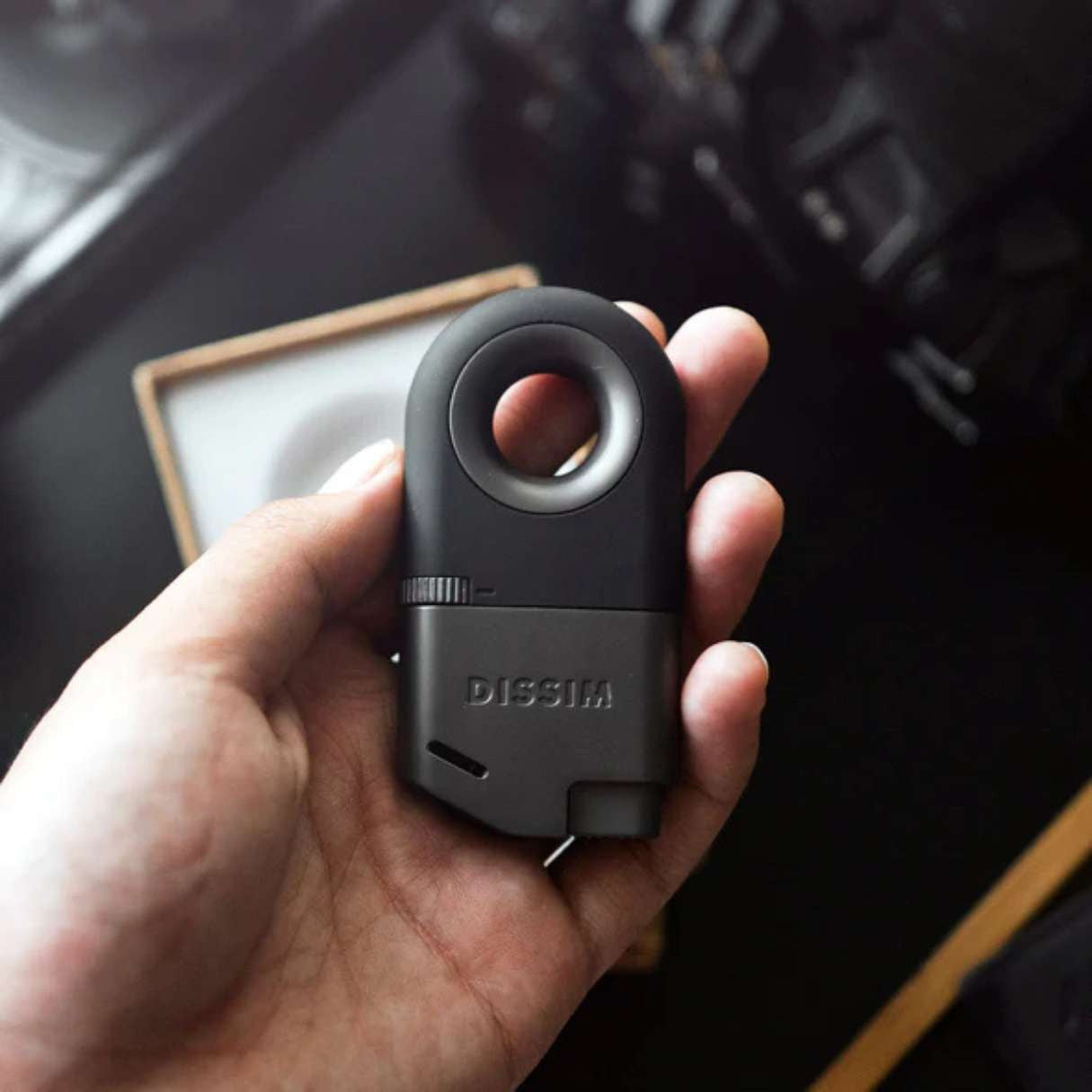 Dissim Inverted Soft Flame Pipe Lighter - Black - Flat Lay