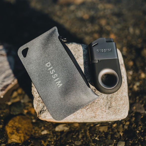 Dissim Small Grey Water-Resistant Cigar Lighter Case - Next to Lighter for Measurement