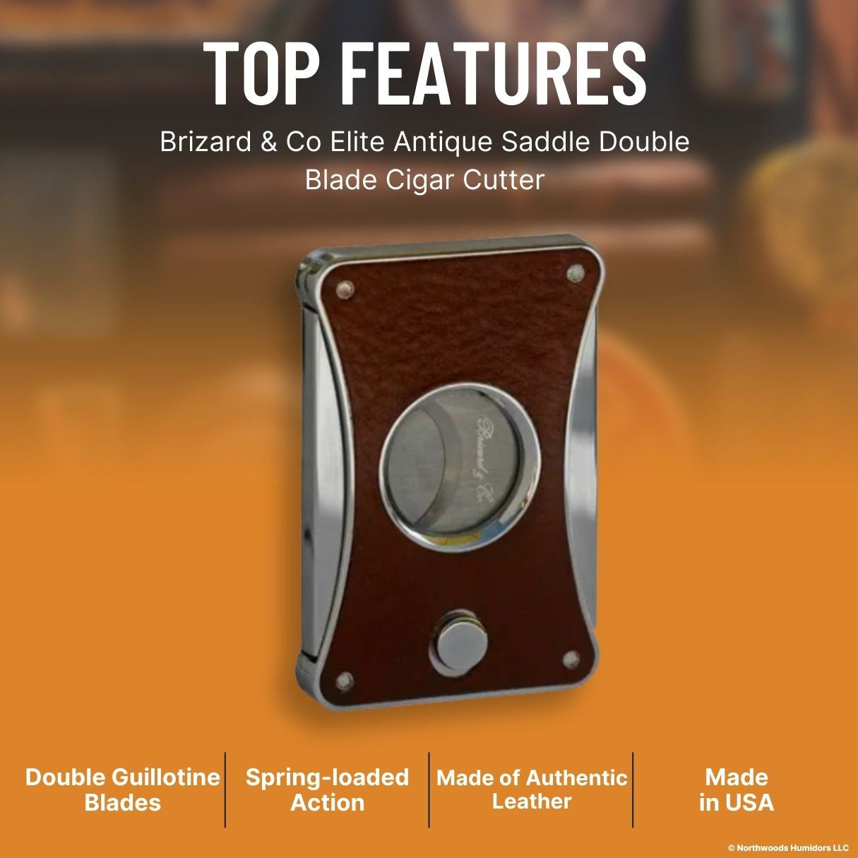Brizard & Co Elite Antique Saddle Double Blade Cigar Cutter - Top Features