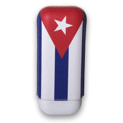 Elie Bleu Cubana Flag Leather 2-Finger Soft Cigar Case