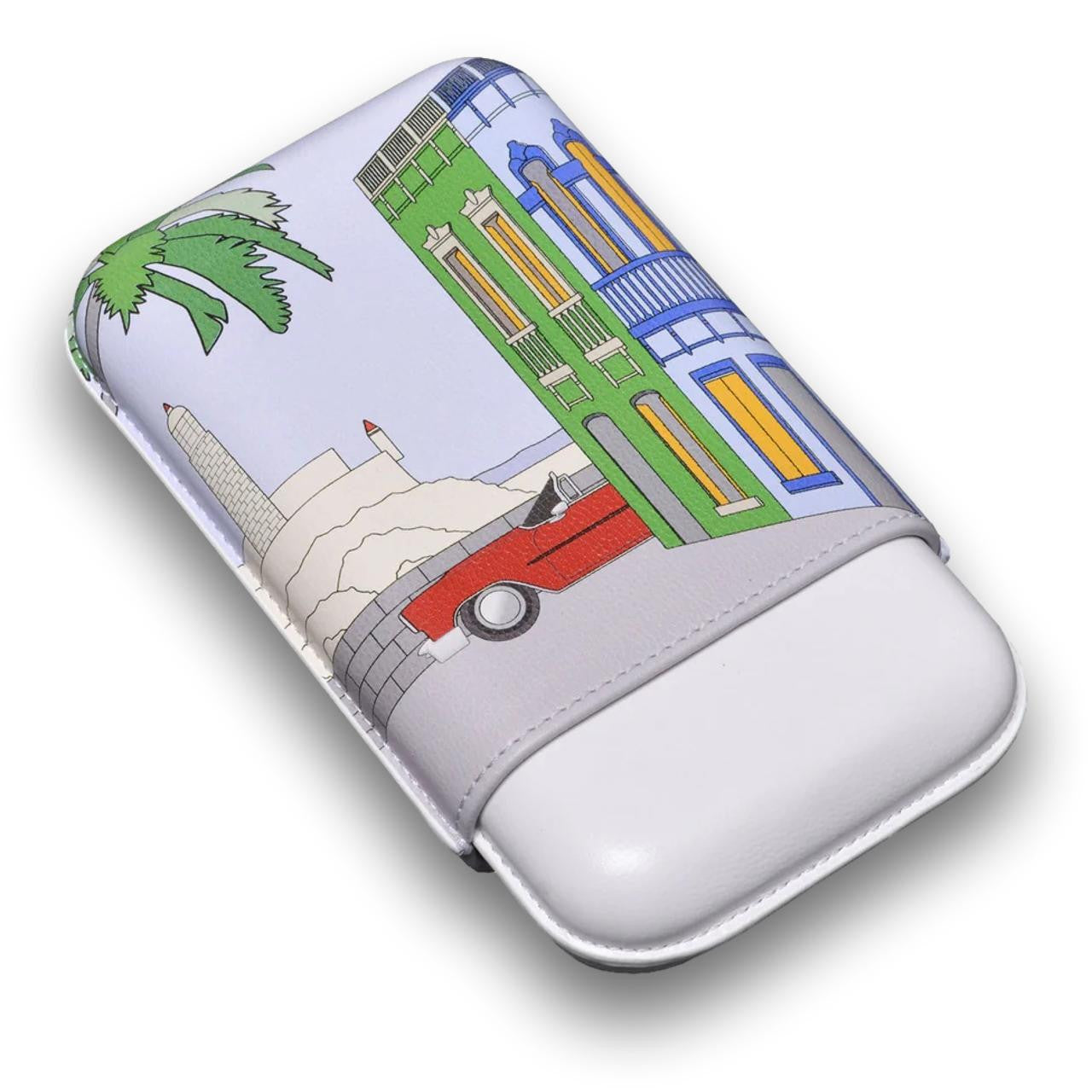 Elie Bleu Casa Cubana Leather 3-Finger Soft Cigar Case - Back Side