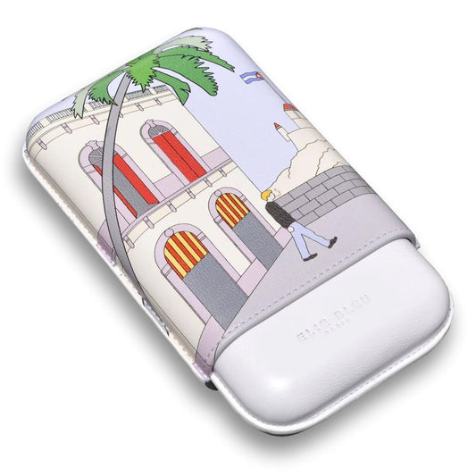 Elie Bleu Casa Cubana Leather 3-Finger Soft Cigar Case - Main Image - Front Side