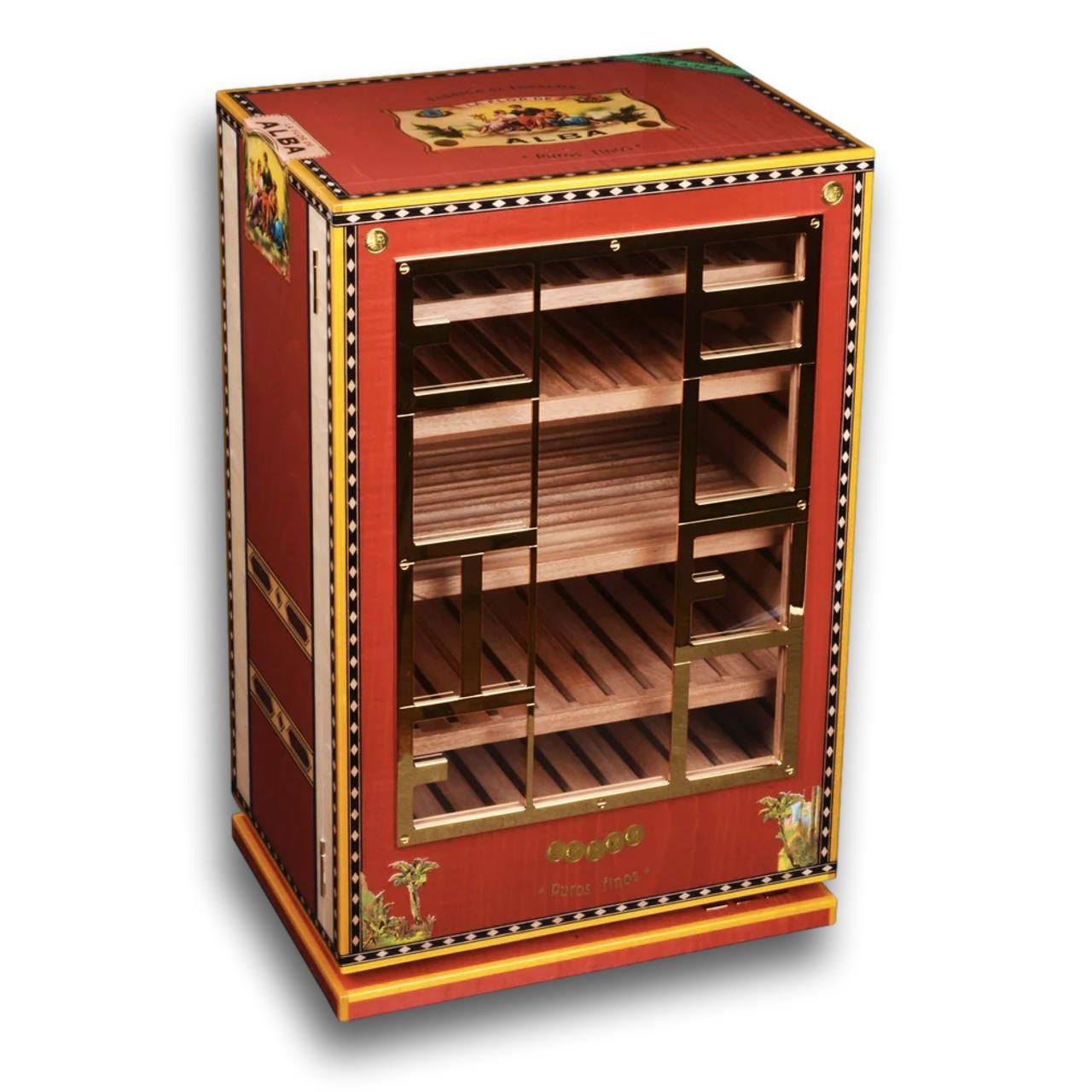 Elie Bleu Alba 150-Cigar Cabinet Humidor - Red  - Exterior