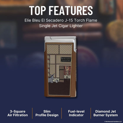 Elie Bleu El Secadero J-15 Torch Flame Single Jet Cigar Lighter - Top Features