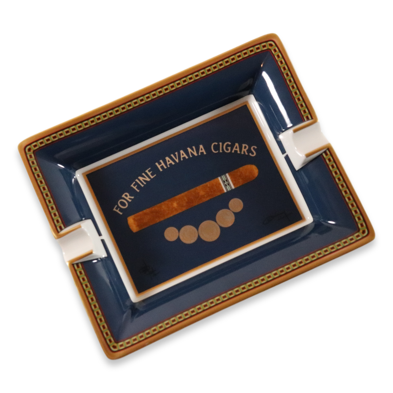 Elie Bleu Porcelain Ashtray - Medals Collection- Blue Exterior
