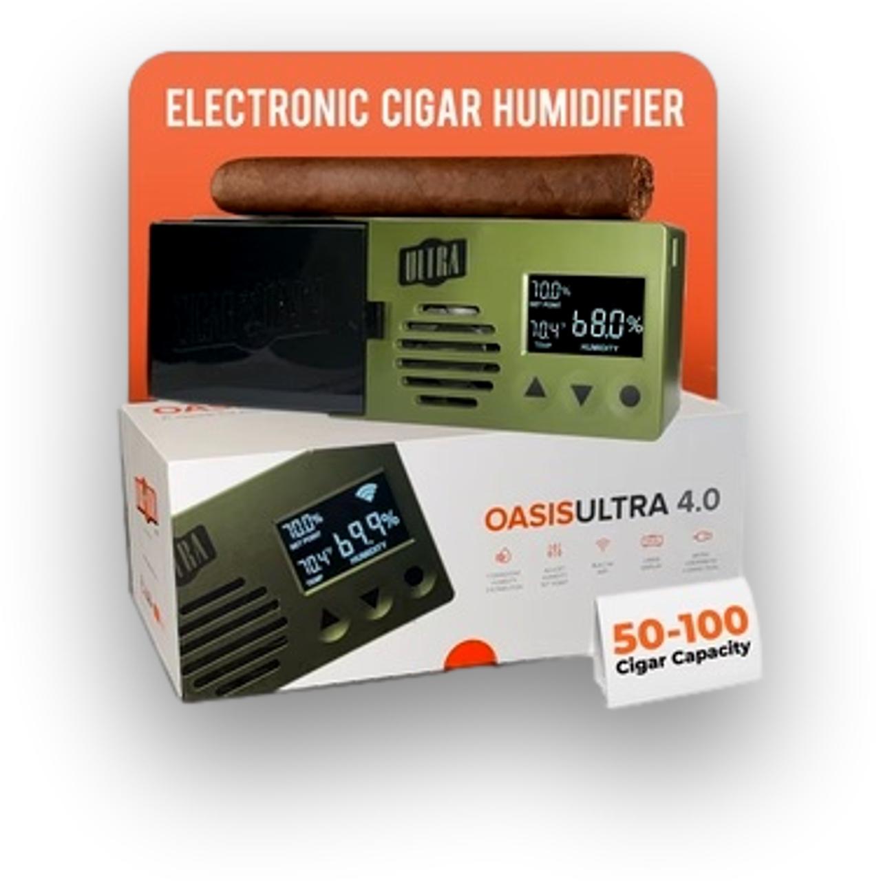 Cigar Oasis Ultra 4.0 Electronic Humidifier - Front wtih box