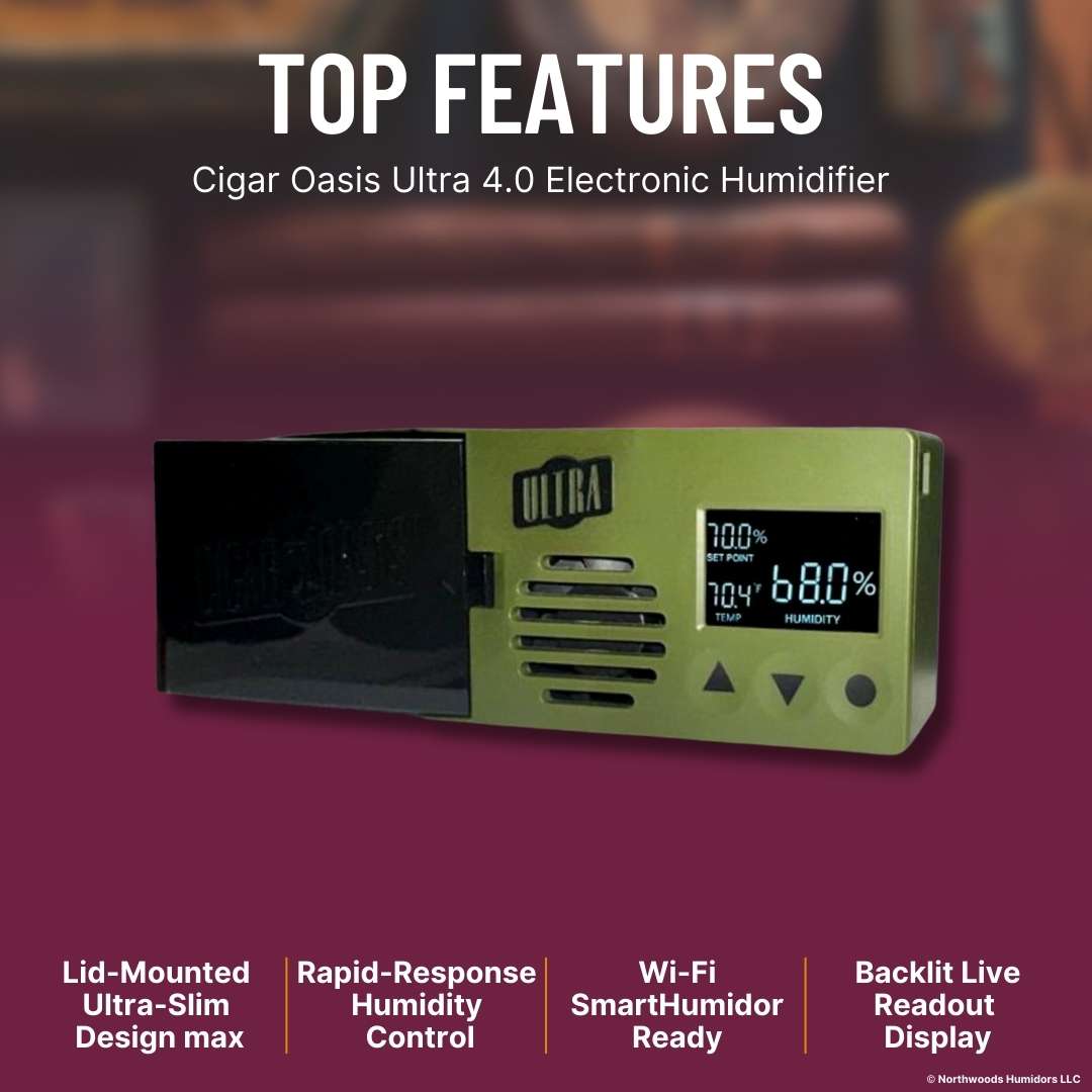 Cigar Oasis Ultra 4.0 Electronic Humidifier - Top Features image