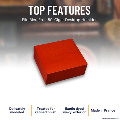 Elie Bleu Fruit 50-Cigar Desktop Humidor - Red - Top Features