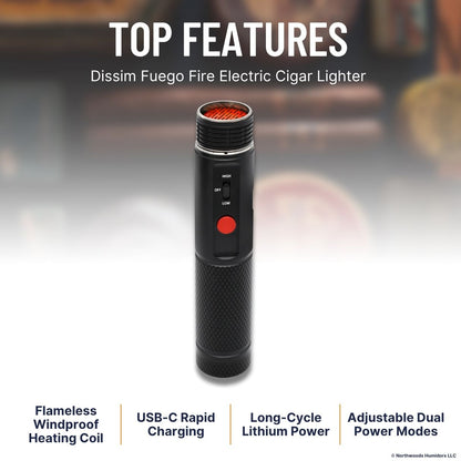 Dissim Fuego Fire Electric Cigar Lighter - Top Features