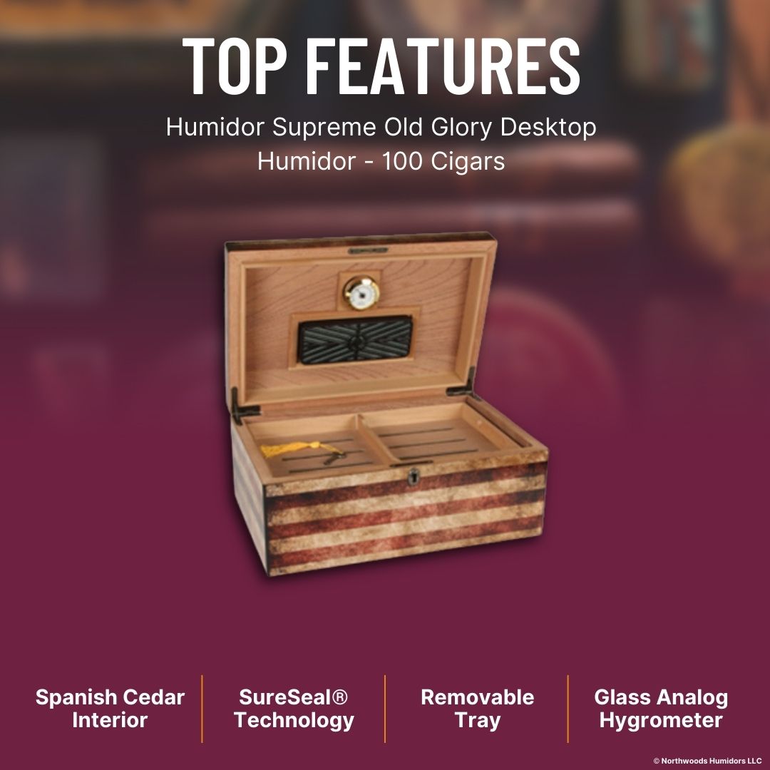 Humidor Supreme Old Glory Desktop Humidor - 100 Cigars