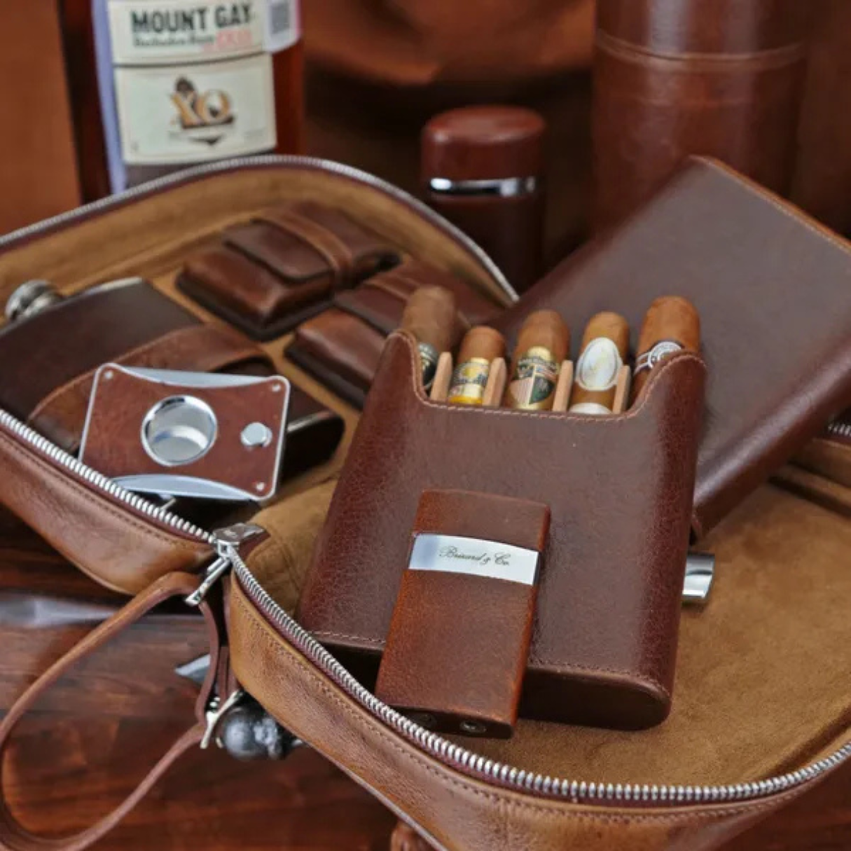 Brizard & Co Havana Traveler Antique Saddle Leather 5-Finger Soft Cigar Case - Collection 2