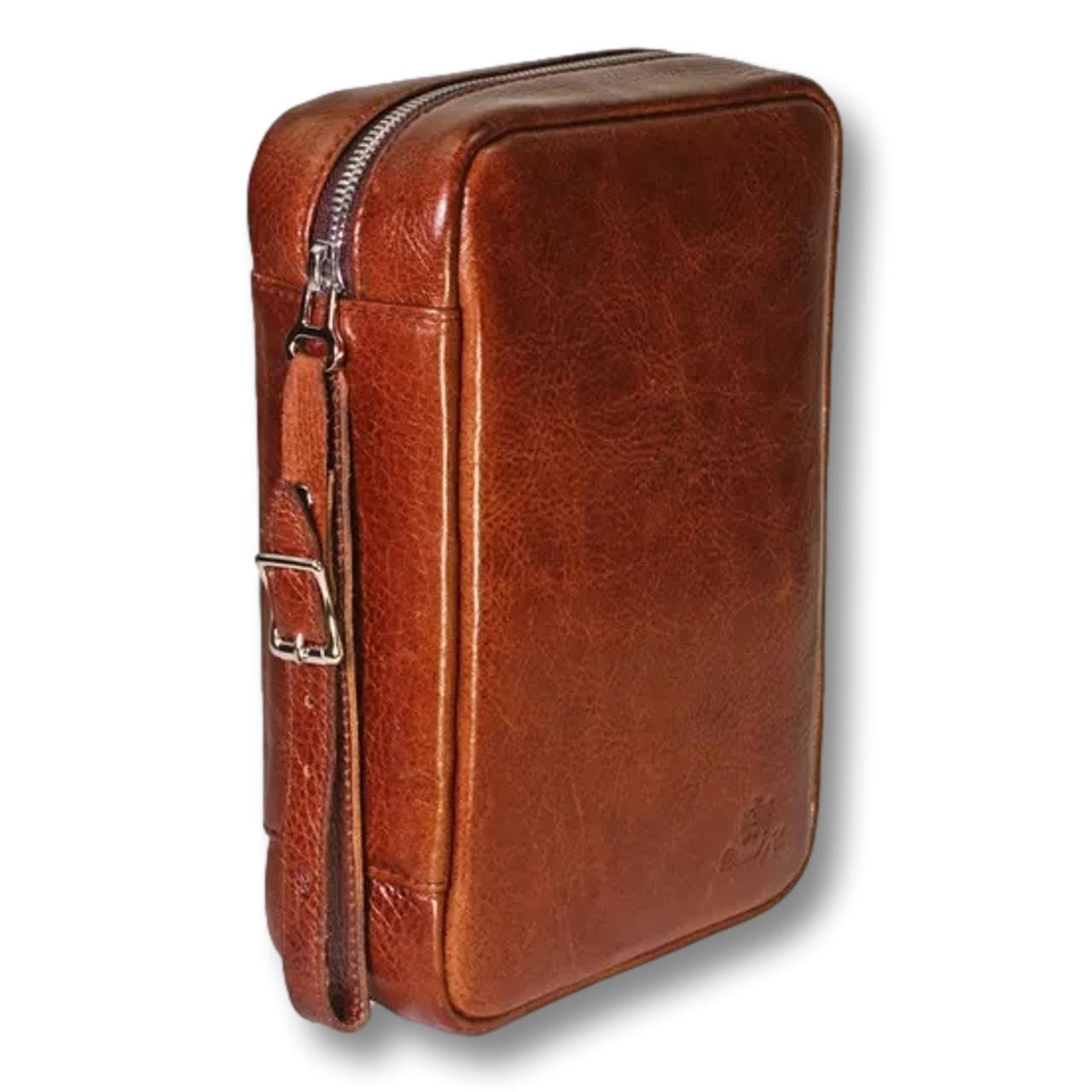 Brizard & Co Havana Traveler Antique Saddle Leather 5-Finger Soft Cigar Case - Main Image - Front Side