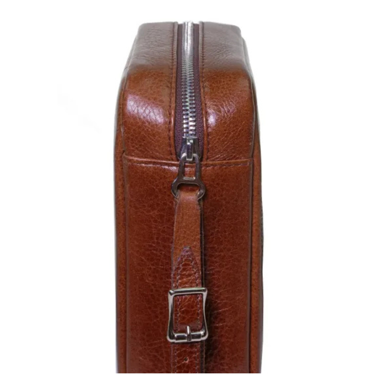 Brizard & Co Havana Traveler Antique Saddle Leather 5-Finger Soft Cigar Case -Zipper Details