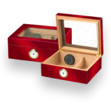 Humidor Supreme Capri High Gloss Color Series 50-Cigar Desktop Humidor - Red - Exterior Front
