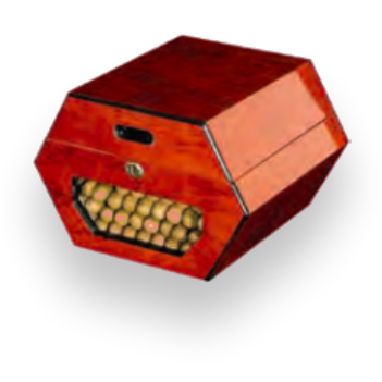 Humidor Supreme Cuban Wheel 50-Cigar Desktop Humidor - Cambodian Rosewood - Exterior Front