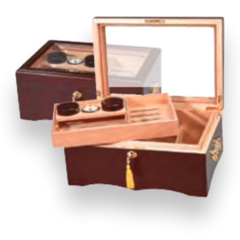 Humidor Supreme El Rey 150-Cigar Desktop Humidor - Mahogany - Exterior Front