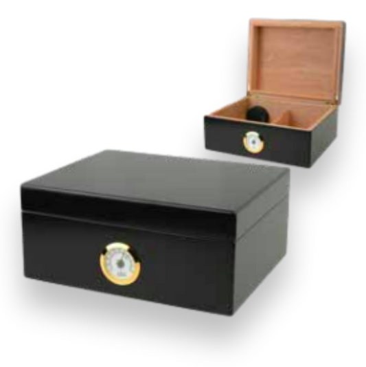 Humidor Supreme Remembrandt 50-Cigar Desktop Humidor - Black - Exterior Front