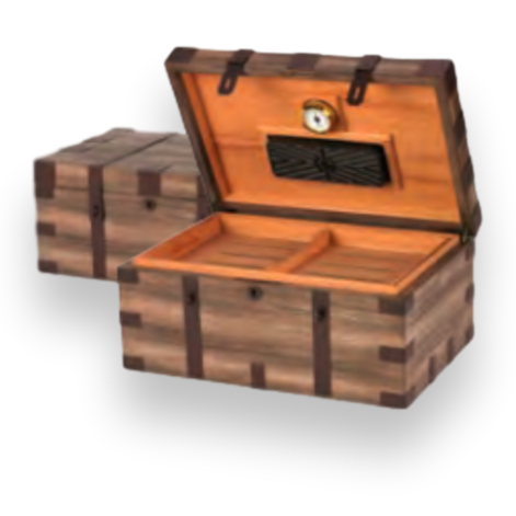 Humidor Supreme Renaissance 120-Cigar Desktop Humidor - Reclaimed Aged Wood - Exterior Front