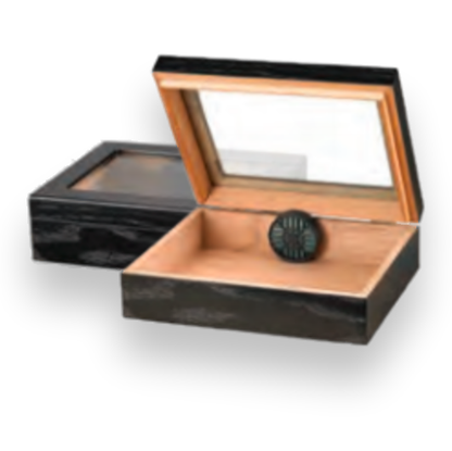 Humidor Supreme Traveler Glasstop 20-Cigar Humidor - Black - Exterior Front