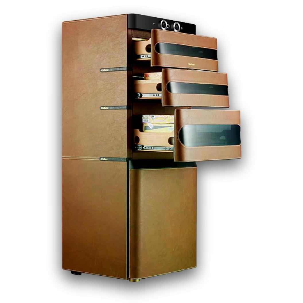 Afidano L5 Leather Series 1200-Cigar Electric Humidor -  Openned Drawers