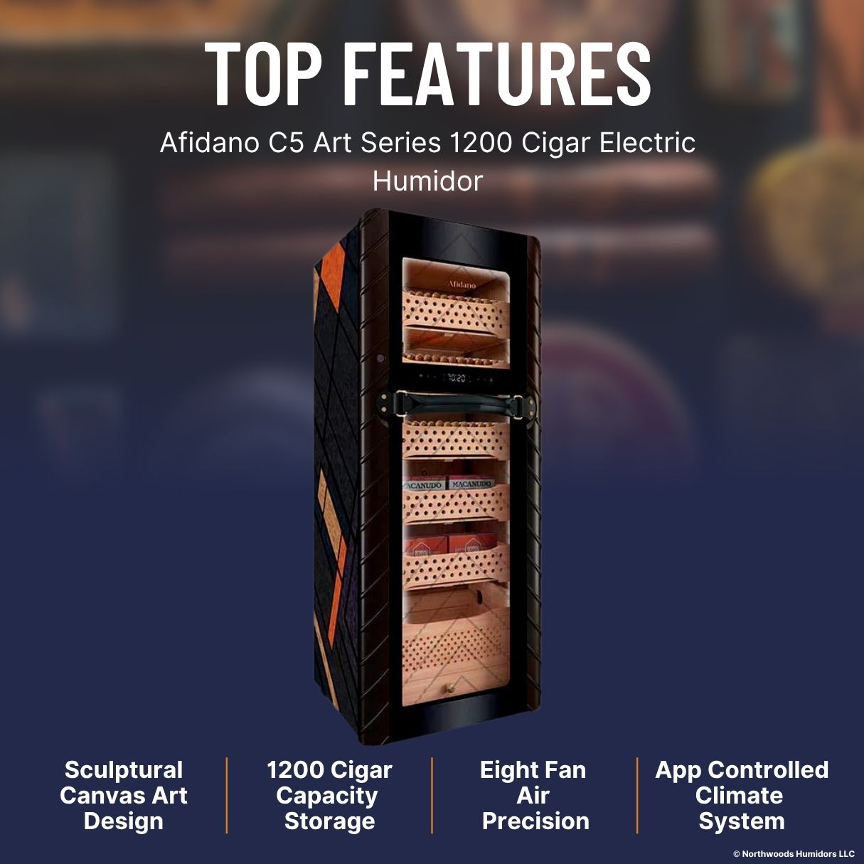 Afidano C5 Art Series 1200 Cigar Electric Humidor - Top Features