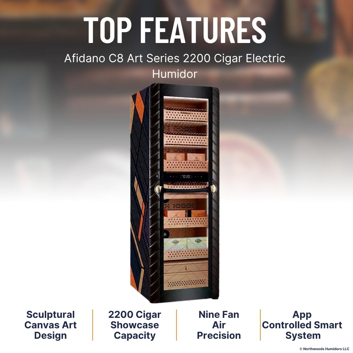 Afidano C8 Art Series 2200 Cigar Electric Humidor - Top Features