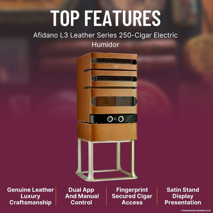 Afidano L3 Leather Series 250-Cigar Electric Humidor -  Top Features