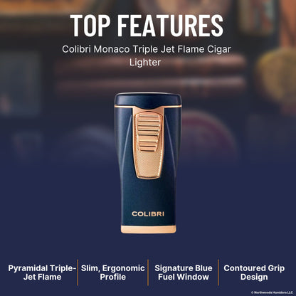 Colibri Monaco Triple Jet Flame Cigar Lighter  - Top Features 