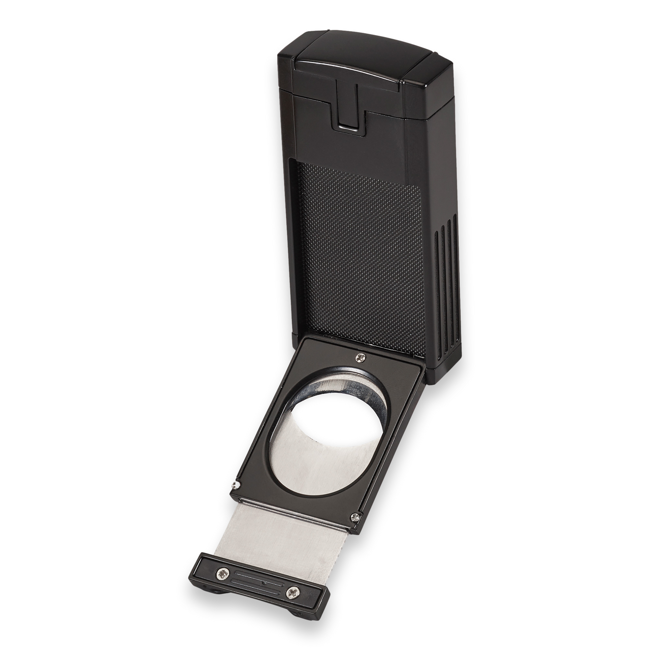 Lotus Duke Torch Flame Triple Jet Cigar Lighter with Cutter - Black Matte - Backside
