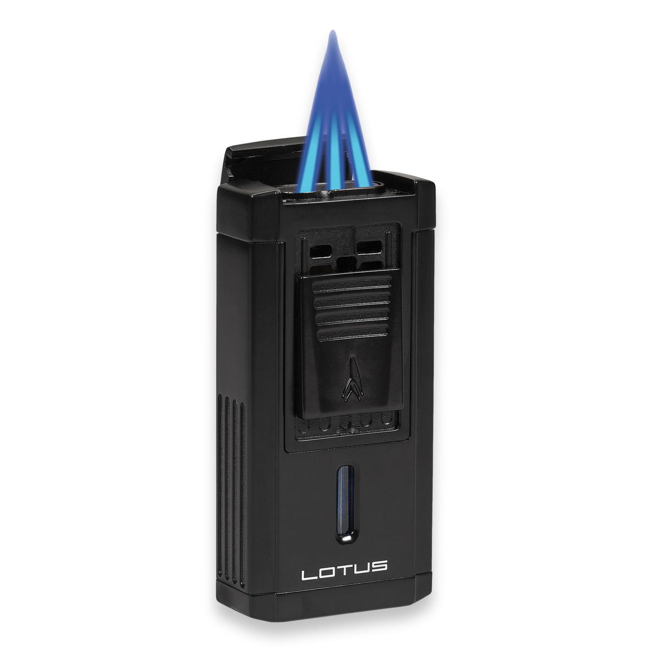 Lotus Duke Torch Flame Triple Jet Cigar Lighter with Cutter - Black Matte - Flame