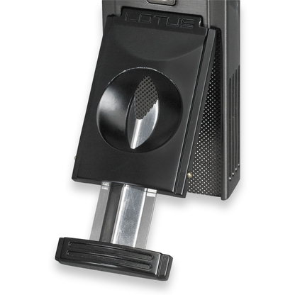 Lotus Duke V Torch Flame Triple Jet Cigar Lighter with Cutter - Black - Backside