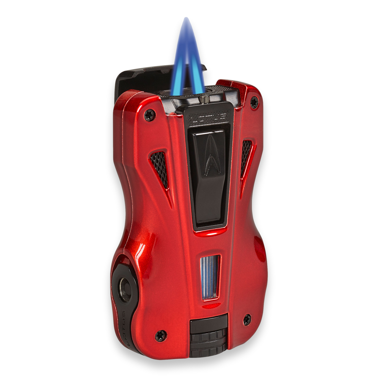 Lotus GT Torch Flame Double Jet Cigar Lighter - Glossy Red and Black Matte - Flame