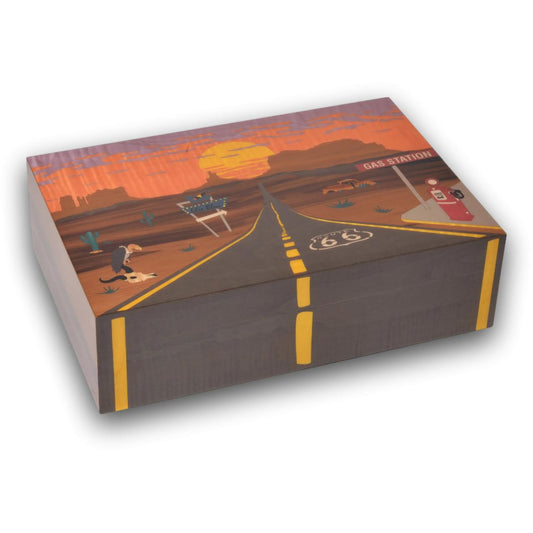 Elie Bleu Route 66 Twighlight 110-Cigar Desktop Humidor - Main Image - Right Facing