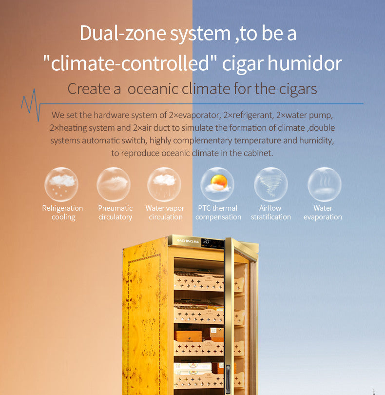 Raching MON3800A Climate Control Black Wood 1,800-Cigar Electric