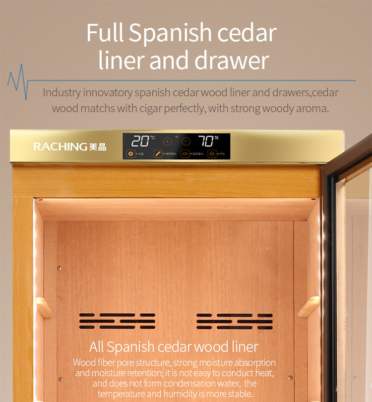 Raching MON3800A Climate Control Black Wood 1,800-Cigar Electric