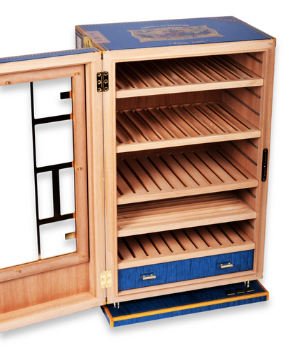 Elie Bleu Alba 150-Cigar Cabinet Humidor - Blue  - Interior