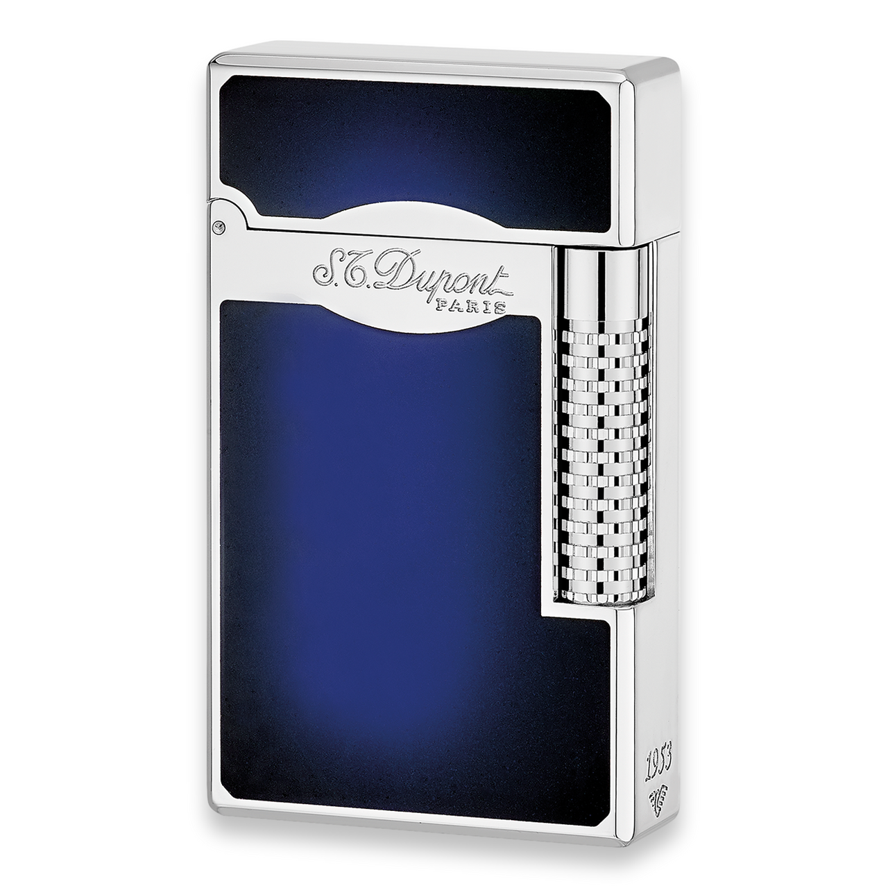 S.T. Dupont Cigar Lighter - Le Grand Collection - Exterior Front - Sunburst Natural Blue Lacquer