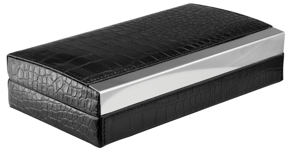 Mapleton Black Leather Travel Humidor - 4 Cigars
