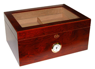 Milano Rosewood Glasstop Desktop Humidor - 75-100 Cigars