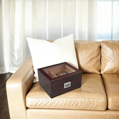 Prestige Chalet Glasstop 25-50 Cigar Desktop Humidor with Tray