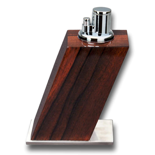 Elie Bleu Green Ebony Classic Wood Torch Flame Triple Jet Tabletop Cigar Lighter - Main Image - Front Facing