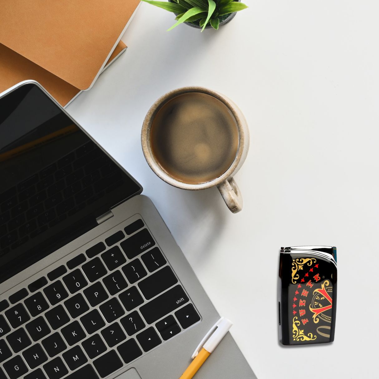 OpusX Society J30 Black Series Torch Flame Single Jet Cigar Lighter - Flatlay Image