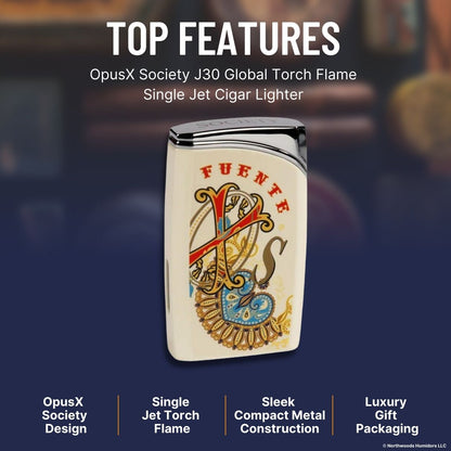 OpusX Society J30 Global Torch Flame Single Jet Cigar Lighter - Top Features