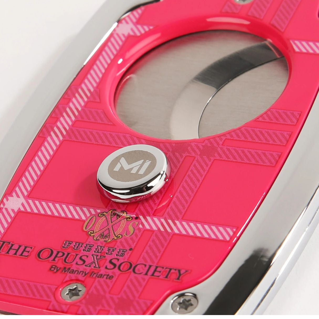 OpusX Society Rose C30 Double Blade Cigar Cutter - Front Design Details