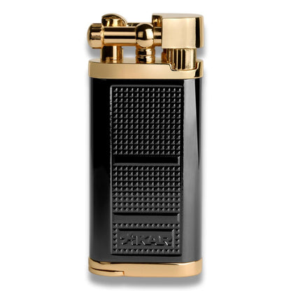 Xikar Pipeline Soft Flame Cigar Lighter - Black and Gold - Front