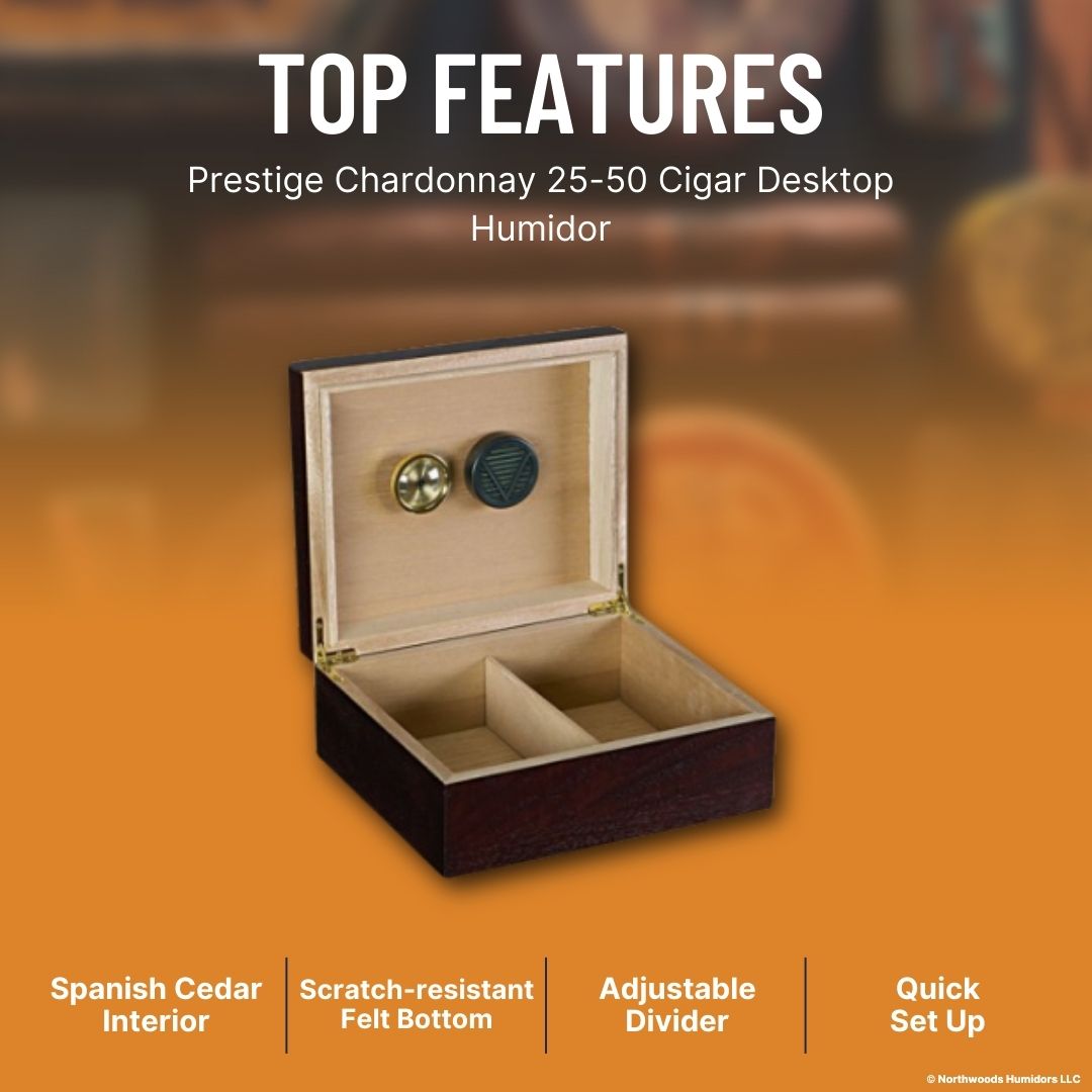 Prestige Chardonnay 25-50 Cigar Desktop Humidor