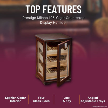 Prestige Milano 125-Cigar Countertop Display Humidor