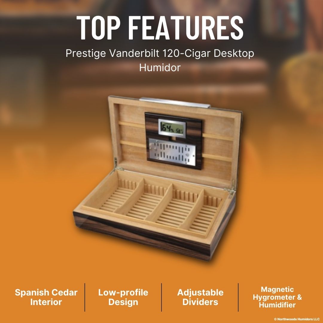 Prestige Vanderbilt 120-Cigar Desktop Humidor